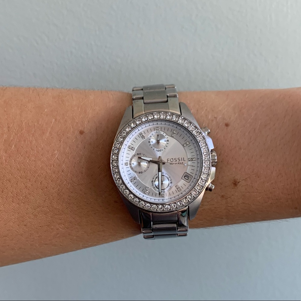 Silver Fossil boyfriend watch
